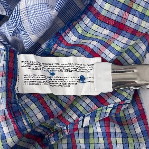 90's Desigual Long Sleeve Plaid Patchwork Floral Button Up‎ Shirt Unisex Mens M - Picture 6 of 12